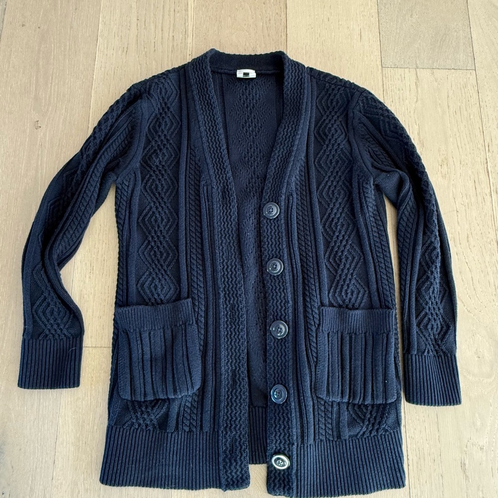 Cabi Navy Blue Cable Knit Cardigan